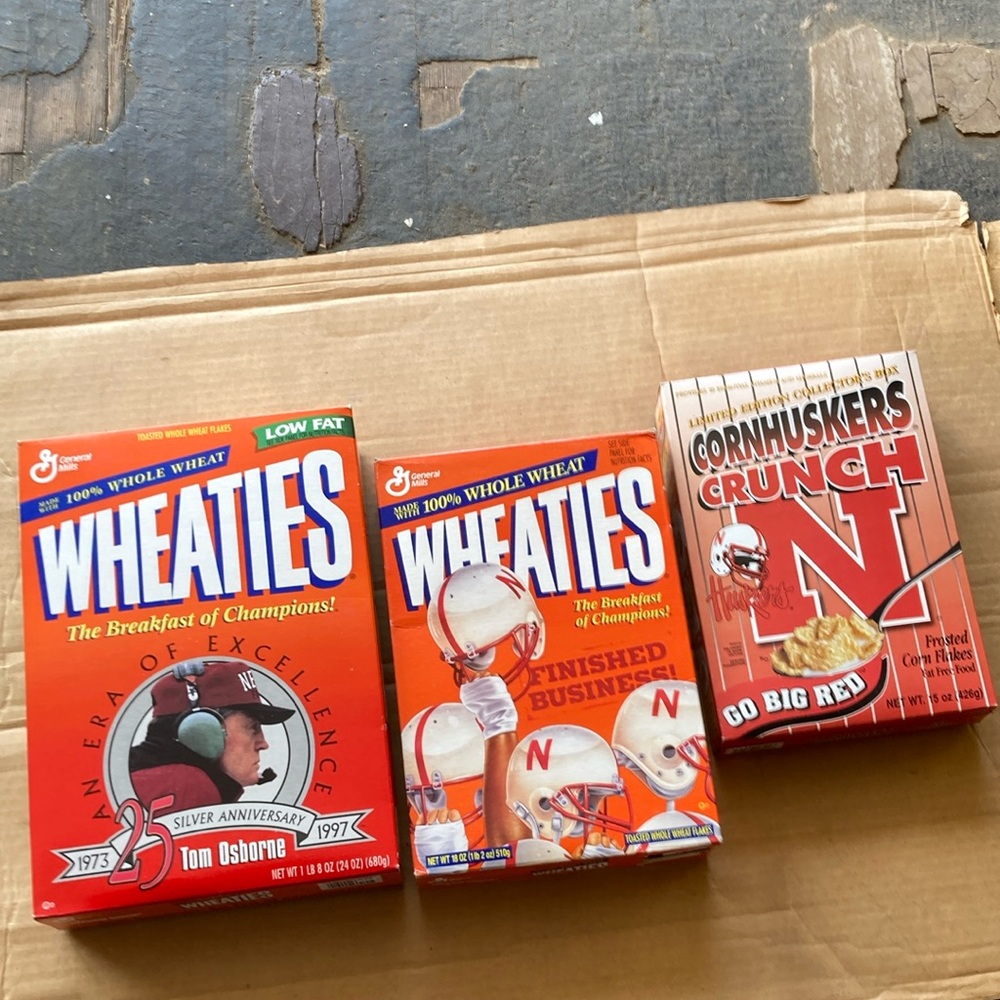Vintage Nebraska football 1995 Cereal Boxes
